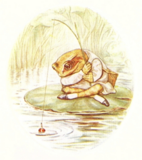 Fishing Modern Postcard Frog Jeremy Fisher Catches a Fish Beatrix Potter 