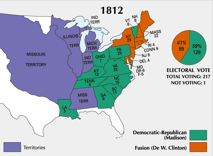 Map Of The Us In 1812 1812 in the United States   Wikipedia