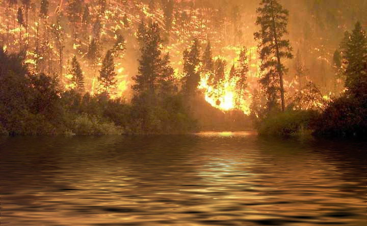 File:Forest Fire Beyond Lake.jpg