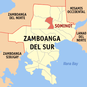Mapa sa Zamboanga del Sur nga nagpakita kon asa nahimutang ang Sominot