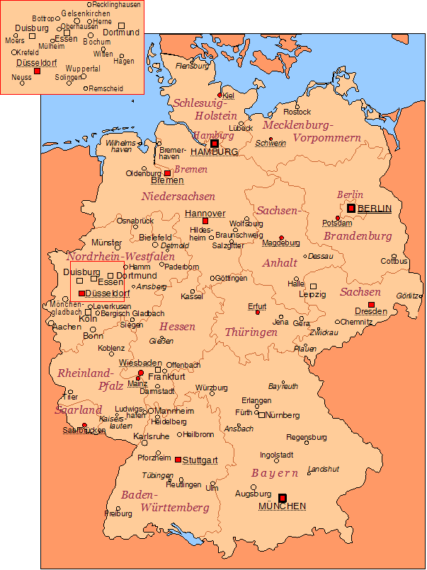 steden duitsland kaart Lijst van steden in Duitsland   Wikipedia