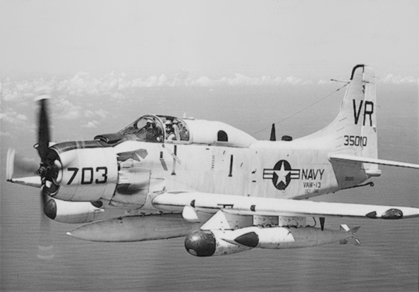 File:Douglas EA-1F Skyraider of VAW-13 in flight, circa in 1966.jpg