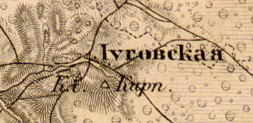 Деревня Луговское на карте 1863 года