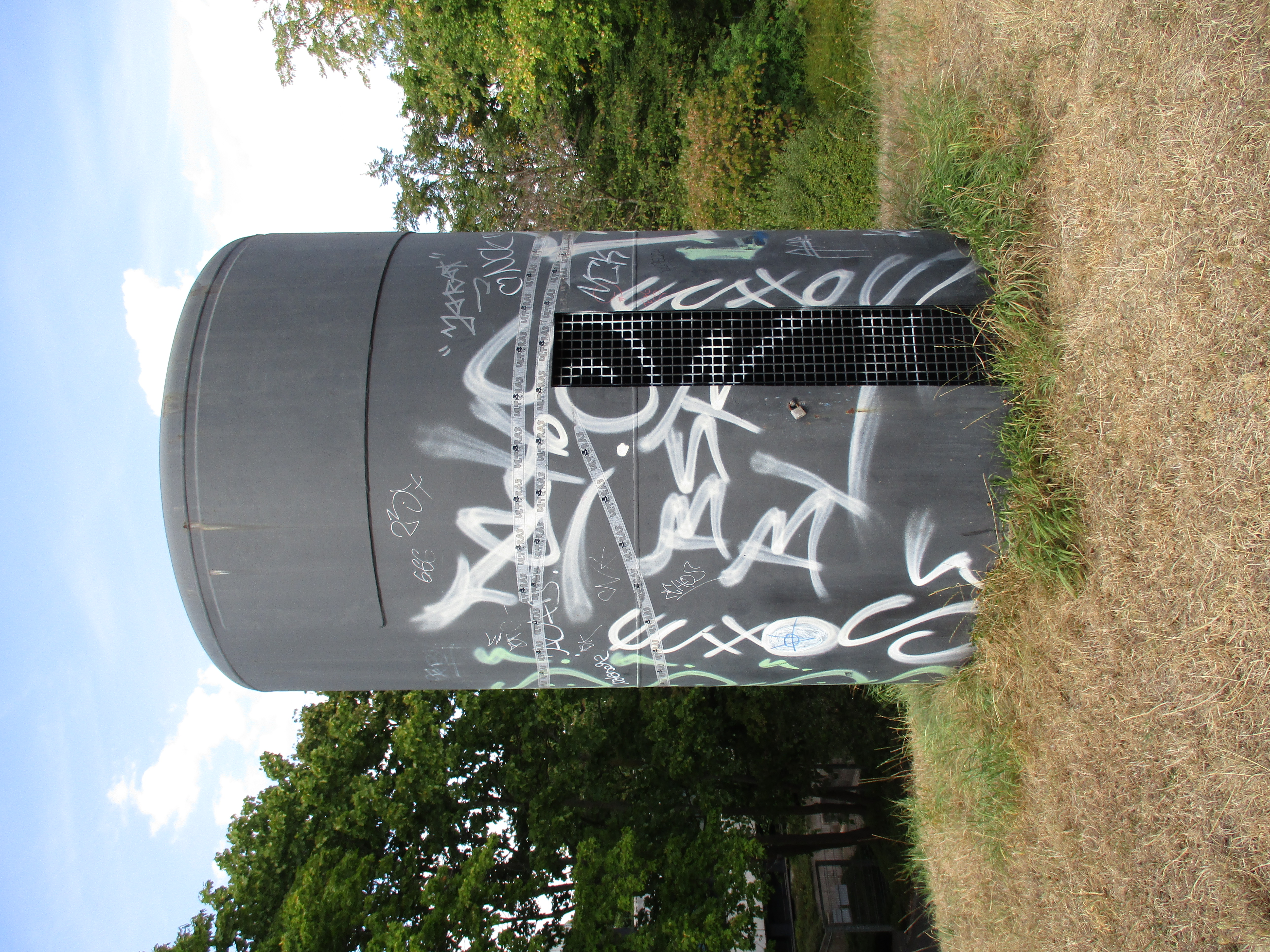 UT water tower spray painted over