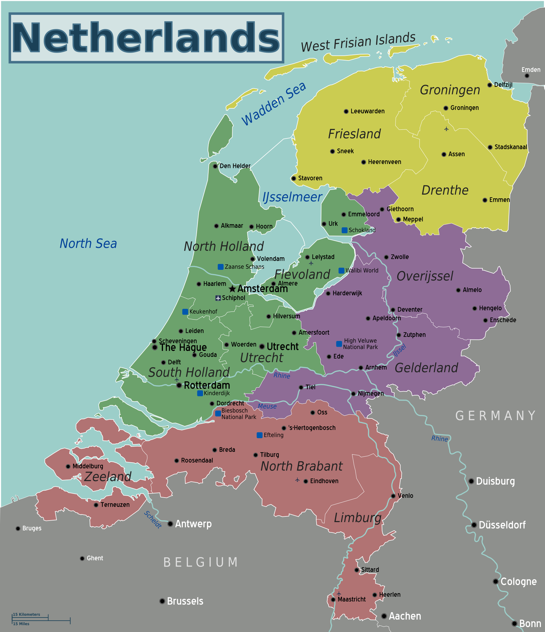 Map of Rhineland and Amstelland, the central part of Holland
