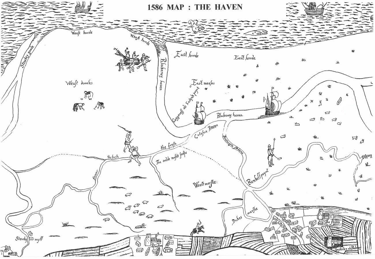 1586. 1586 Год карта. Происхождение карты Brook haven и её история. Где находится Blakeney Norfolk.