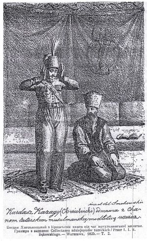 The Crimean Khan and Bohdan Khmelnytsky doing namaz.