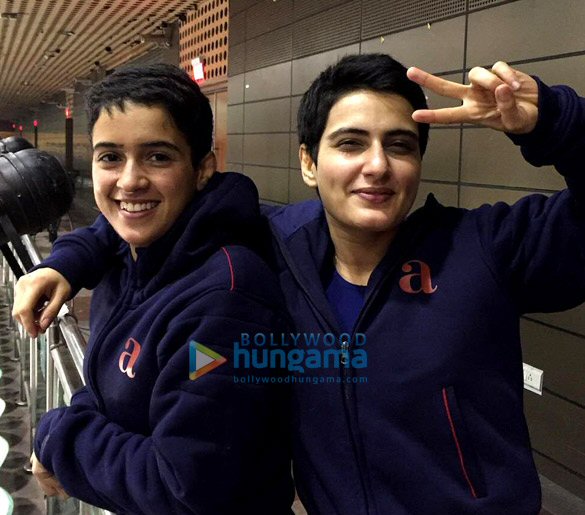 File:Fatima Sana Shaikh and Sanya Malhotra posing on the sets of Dangal.jpg