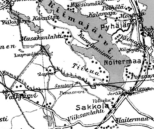 Деревня Лупра на финской карте 1923 года