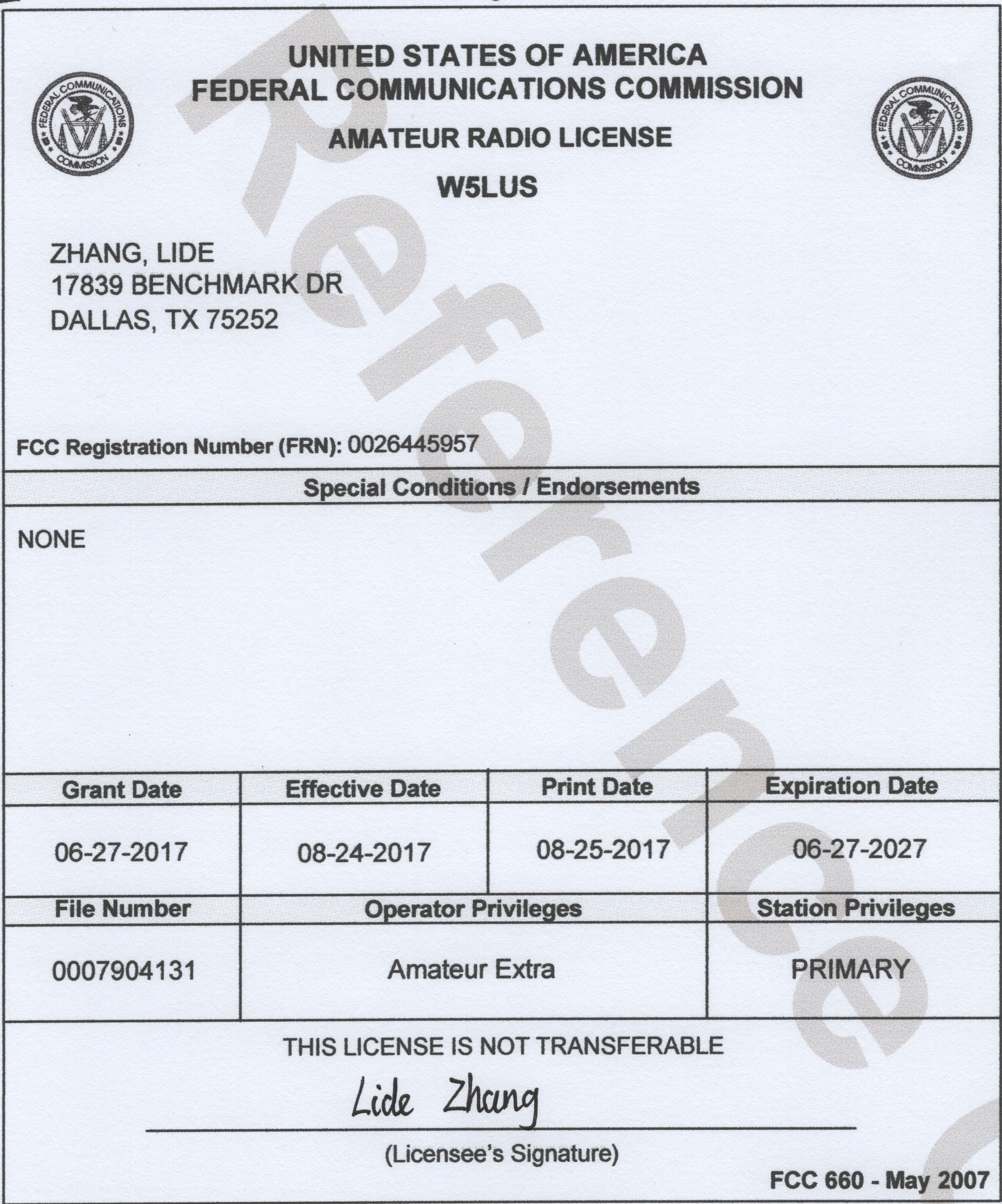 FileUSA FCC Amateur Radio License