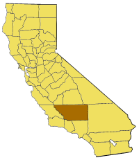 Map of California highlighting Kern County