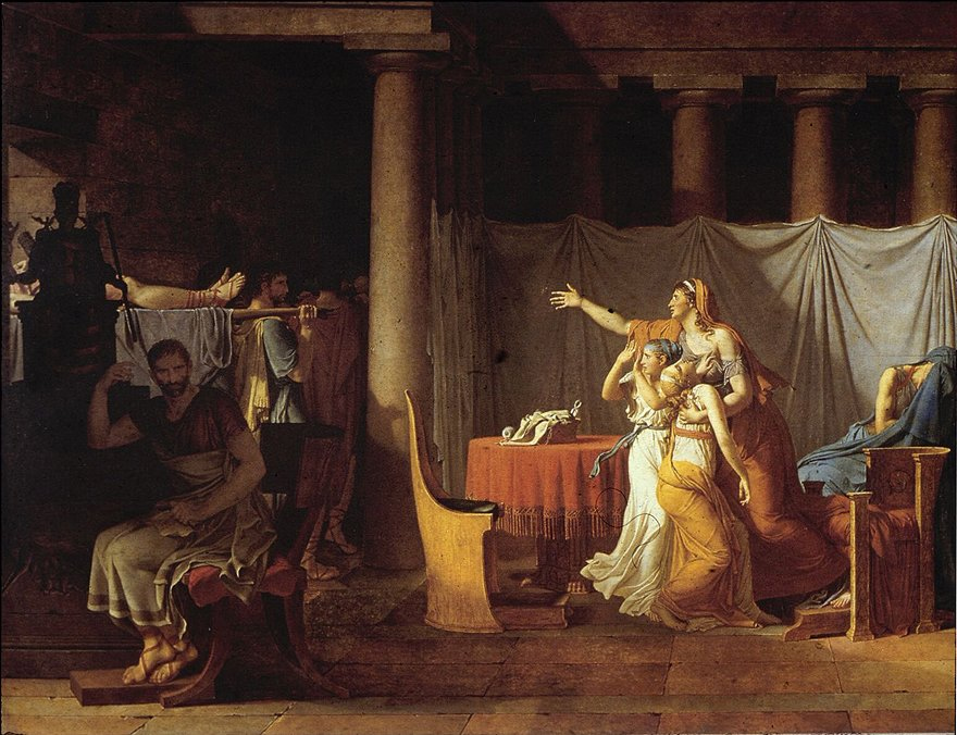 J.L. David. I littori portano a Bruto le salme dei figli. 1789. Parigi, Louvre