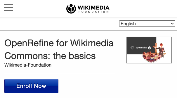 File:OpenRefine Wikimedia commons course on WikiLearn.png