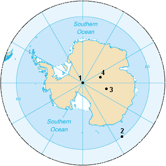 South Geographic PoleSouth Magnetic Pole (2007)South Geomagnetic Pole (2005)South Pole of Inaccessibility