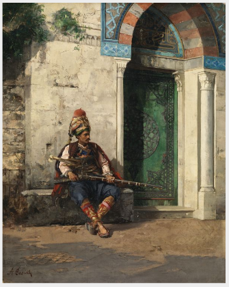 File:Arab Soldier Seated by a Doorway .PNG