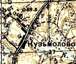 Деревня Кузьмолово на карте 1931 года