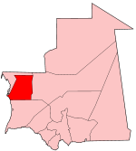 Harta regiunii Inchiri în cadrul Mauritaniei