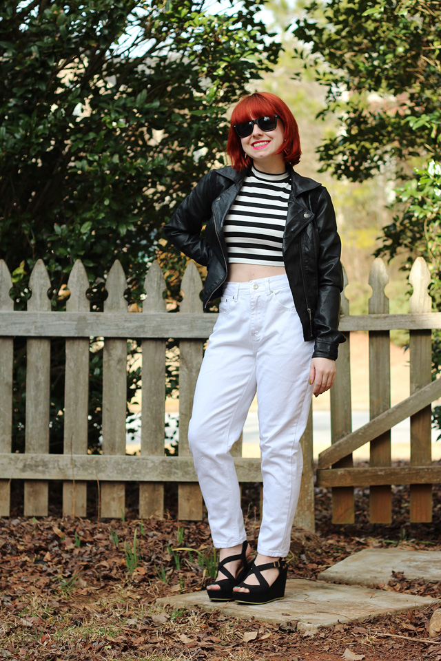 Pin on White leather jacket outfit