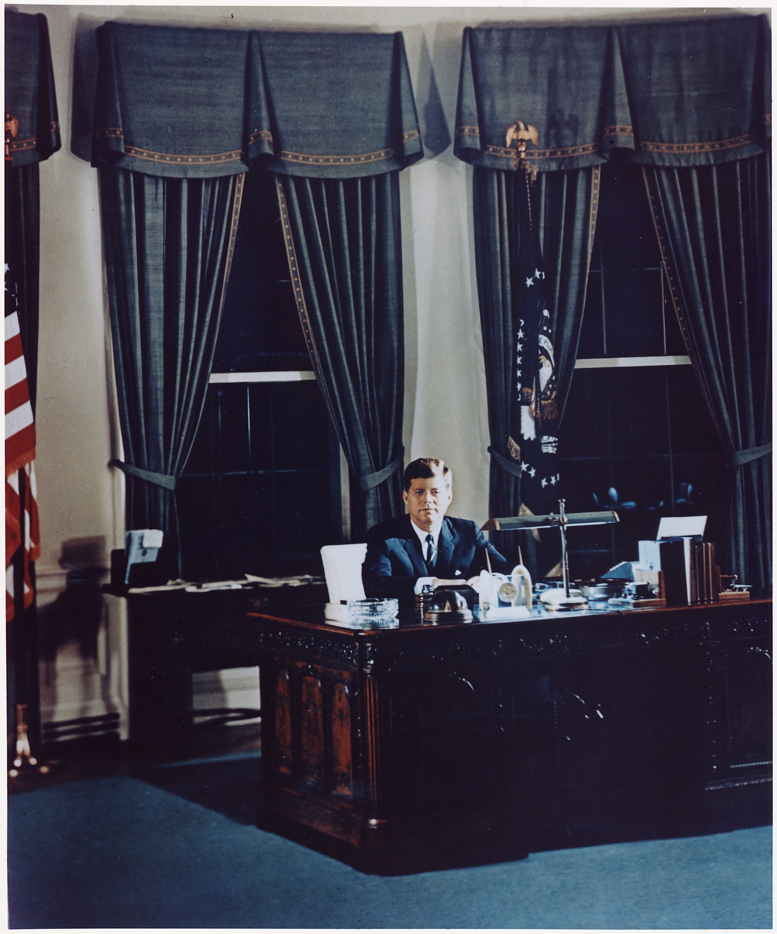 File Portrait Of President Kennedy At His Desk White House Oval