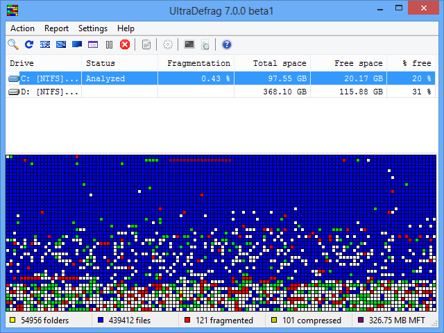 UltraDefrag 7.0.0 beta1 on Windows 8