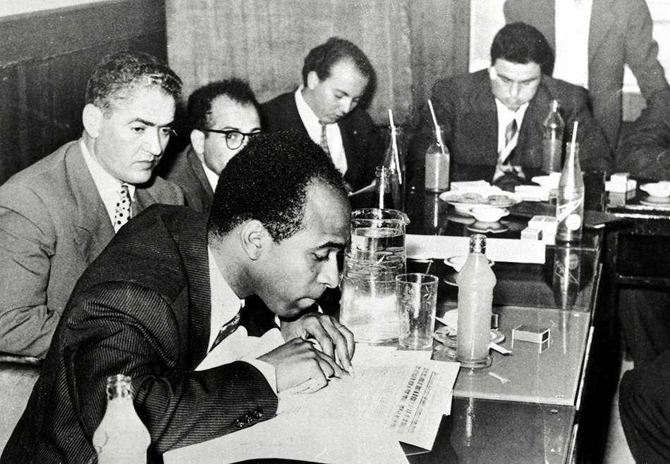 Frantz Fanon at a press conference during a writers' conference in Tunis, 1959.