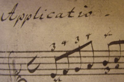 Bach indicating fingering in W. F. Bach's Klavierbuchlein Bach-applicatio-autograph.jpg