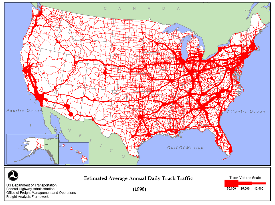 Map United States Major Highways ... Truck Traffic Map United States on us map and highways ...