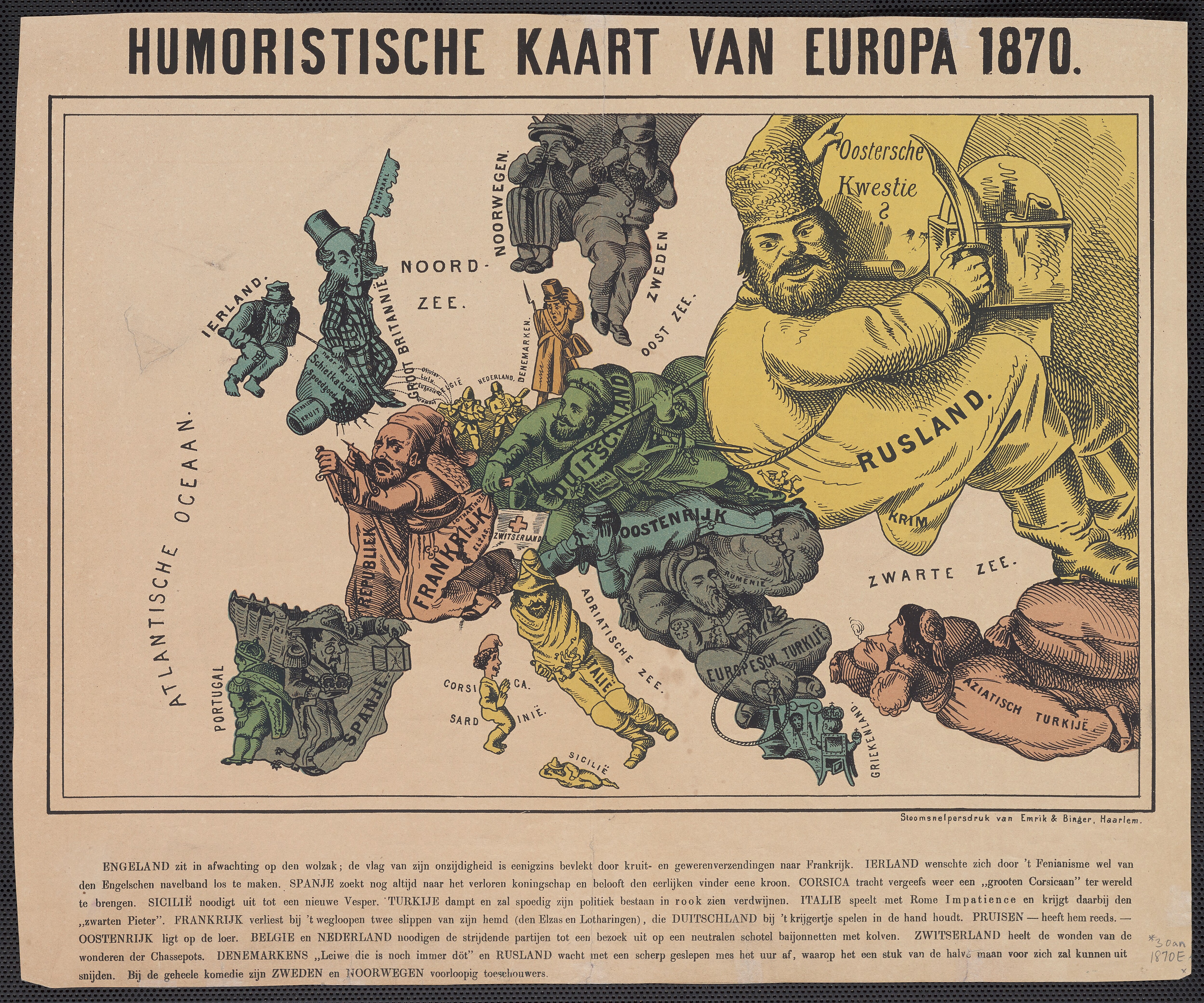 Falde tilbage Kina Forskel File:Humoristische Kaart van Europa 1870.jpg - Wikimedia Commons