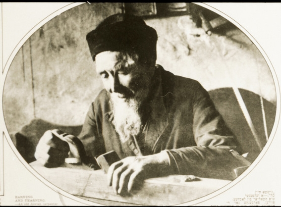 File:Lomza 1927 - An old Jewish carpenter works a piece of wood with his hand tools.jpg