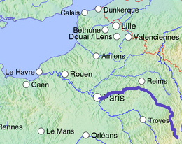 Plassering av Marne i Nord-Frankrike