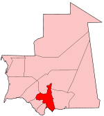 Harta regiunii Assaba în cadrul Mauritaniei
