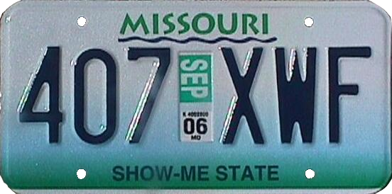 File:Missouri license plate, September 2006.png