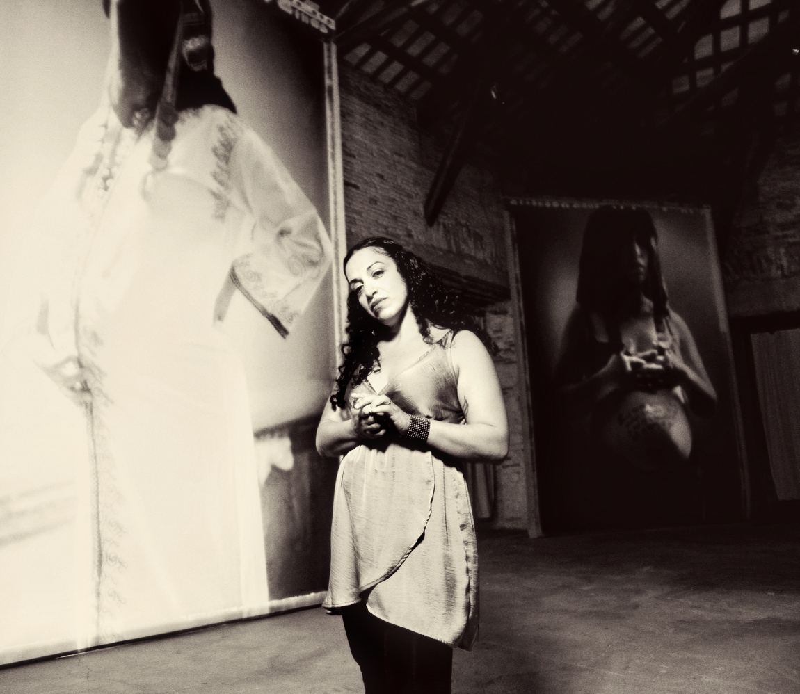 Sama Alshaibi at her exhibition, ''The Arab Body,'' Italy, c. 2010