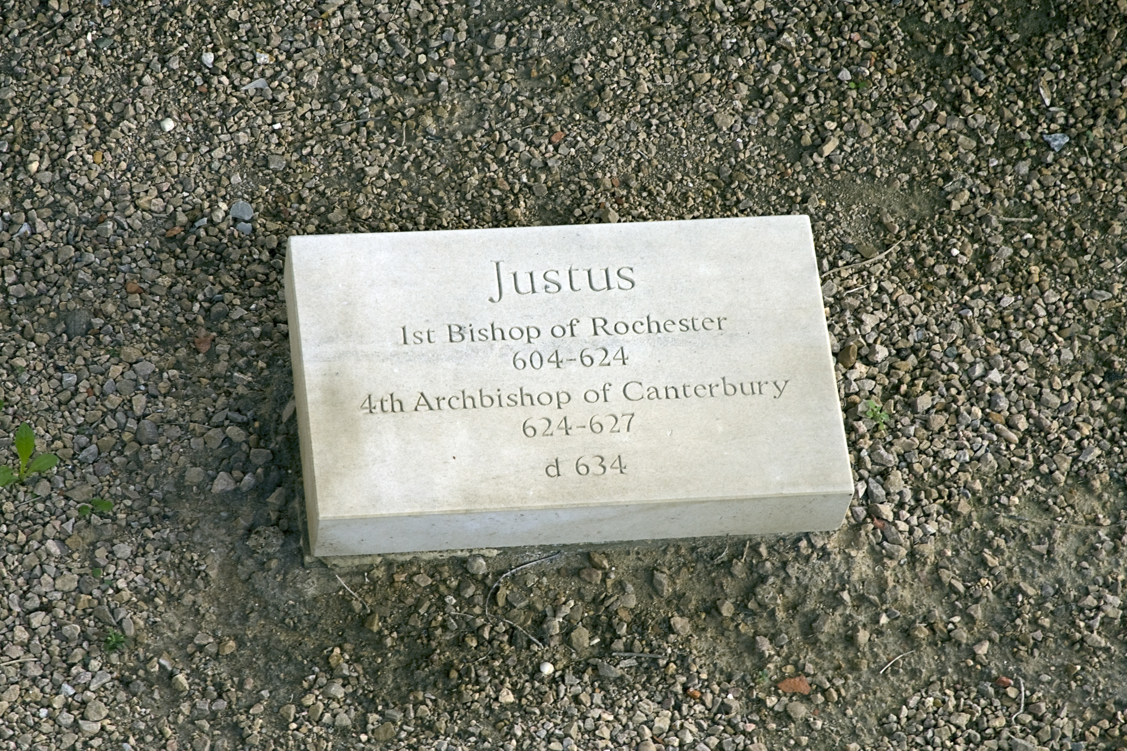 Gravestone marking the burial site of Justus in [[St Augustine's Abbey]], [[Canterbury]]