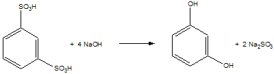 Synthese van resorcinol uit benzeen-1,3-disulfonzuur