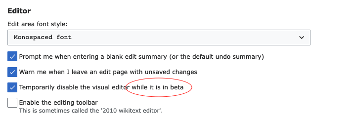 Visual Editor is still in beta as of July 2022
