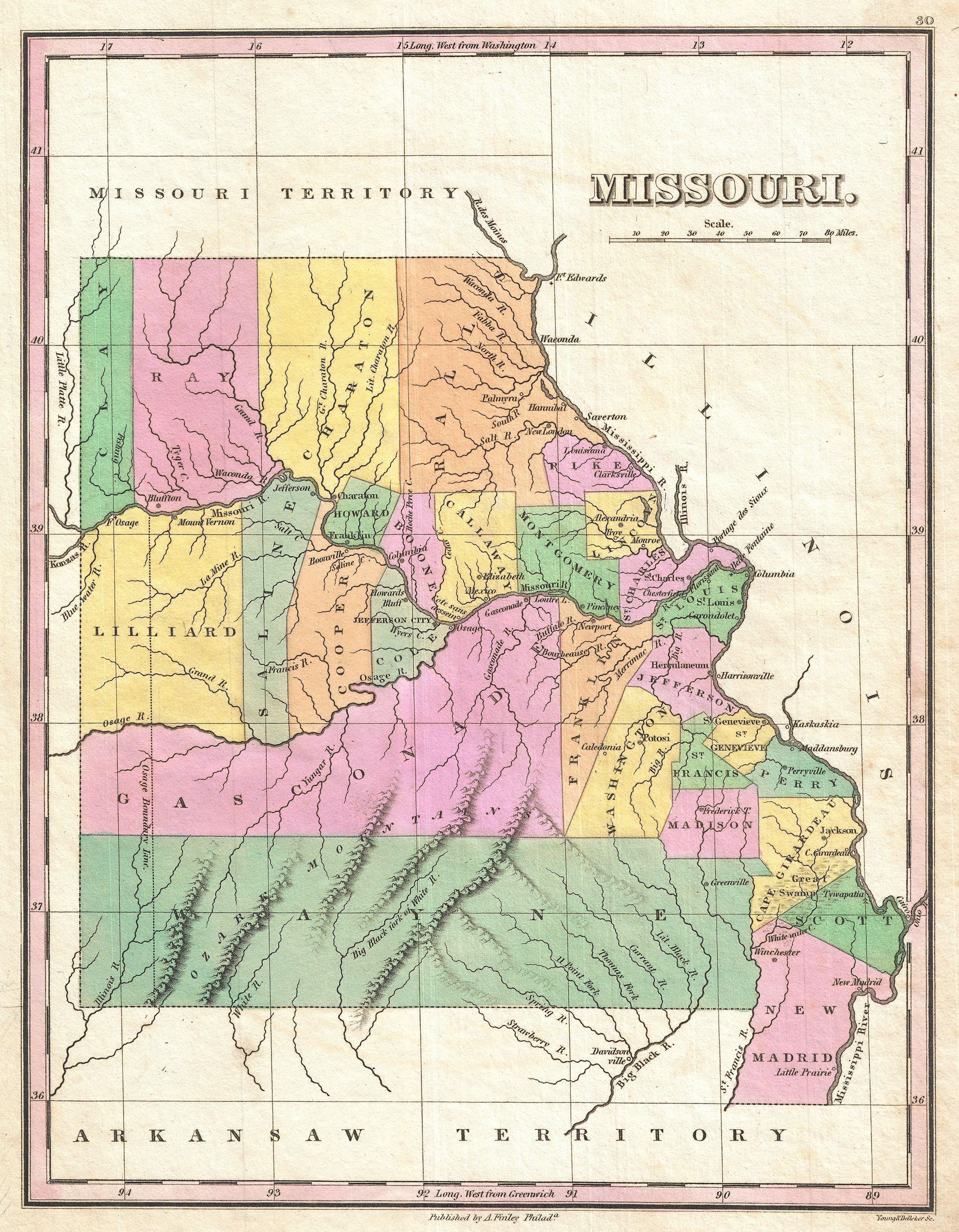 Map of Louisiana, Mississippi, and Alabama: Finley 1826