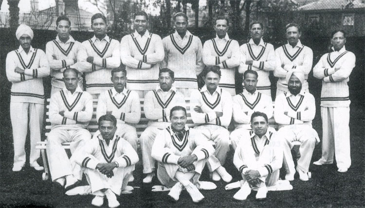 India Test team against England on debut in 1932. 