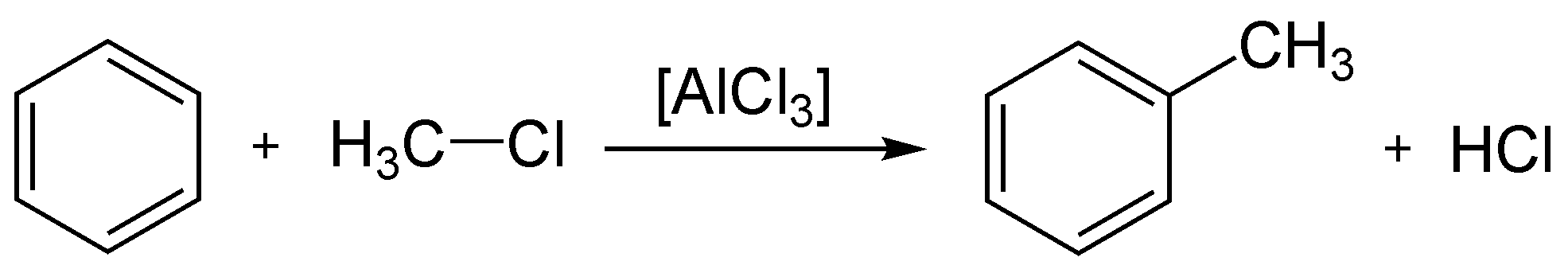 Friedel-Crafts alkylation of benzene with methyl chloride