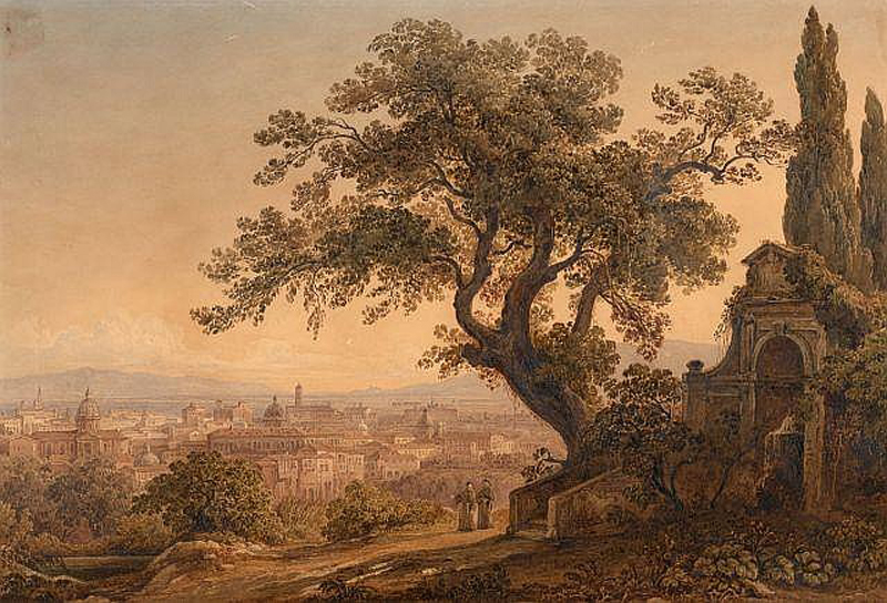 File:Friedrich Horner - Le chêne du Tasse au couvent de San Onofrio, Rome.jpg