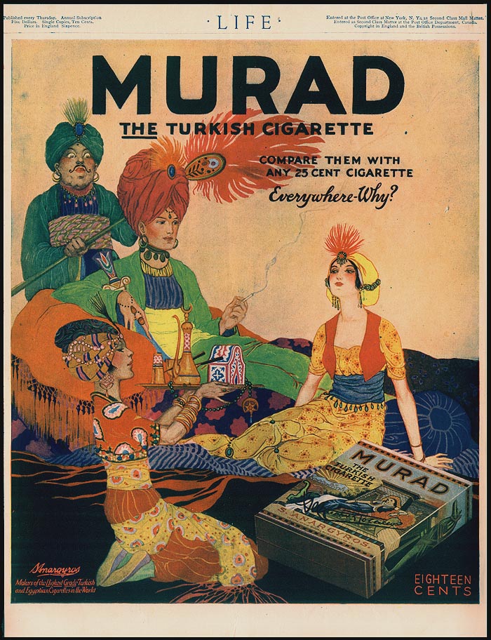1918 advertisement for "Turkish" cigarettes