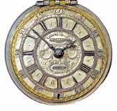 A typical Gretton silver pair cased watch with silver champleve dial, signed Gretton, London. Circa 1695-97. Silver pair cased watch.jpg