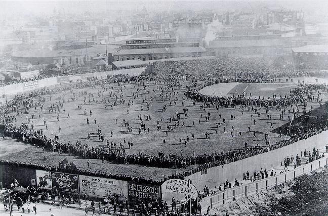 Huntington Avenue Grounds before the first modern World Series game, Pittsburgh at Boston