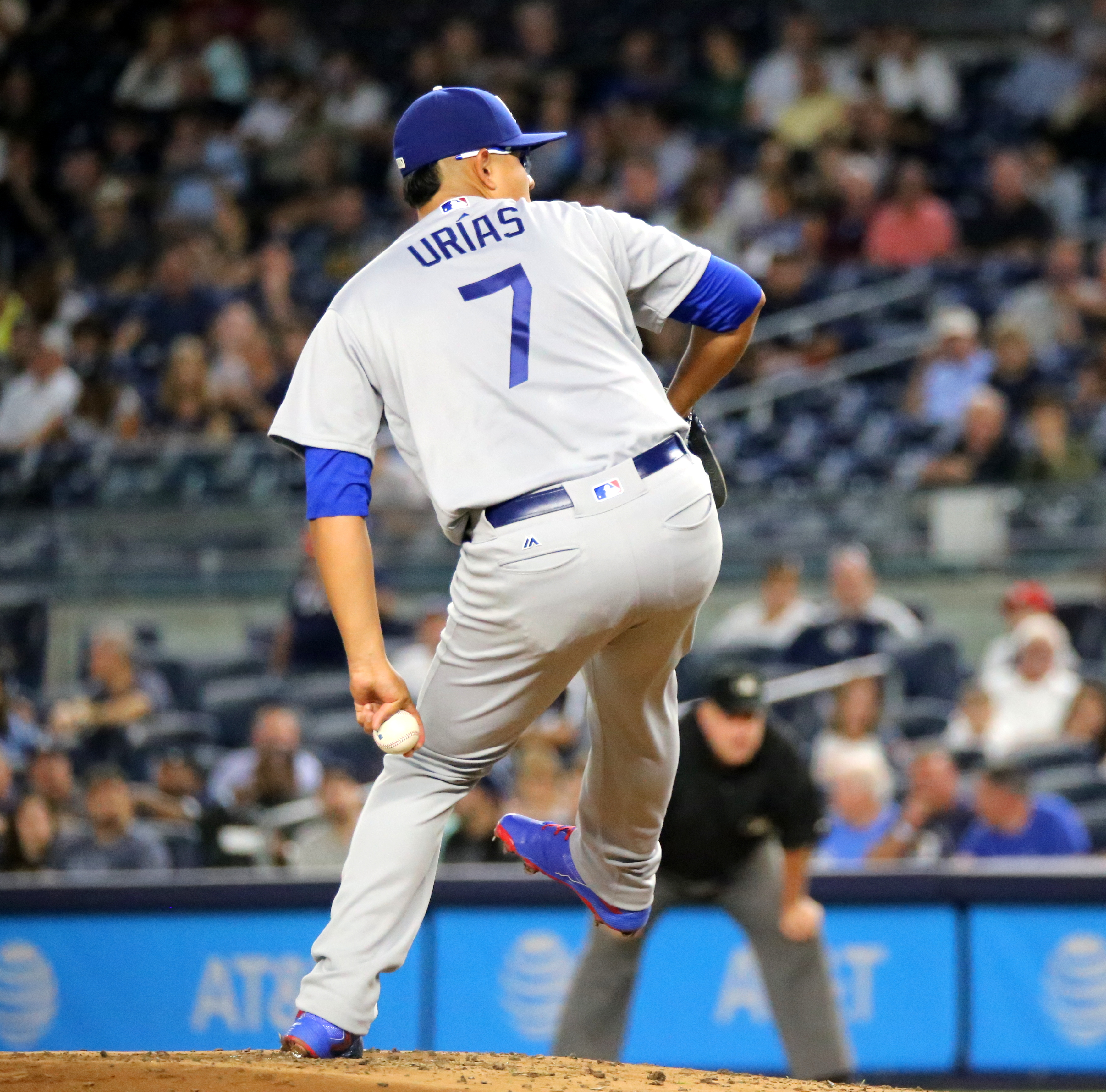 File:Dodgers starter Julio Urias delivers a pitch in the first