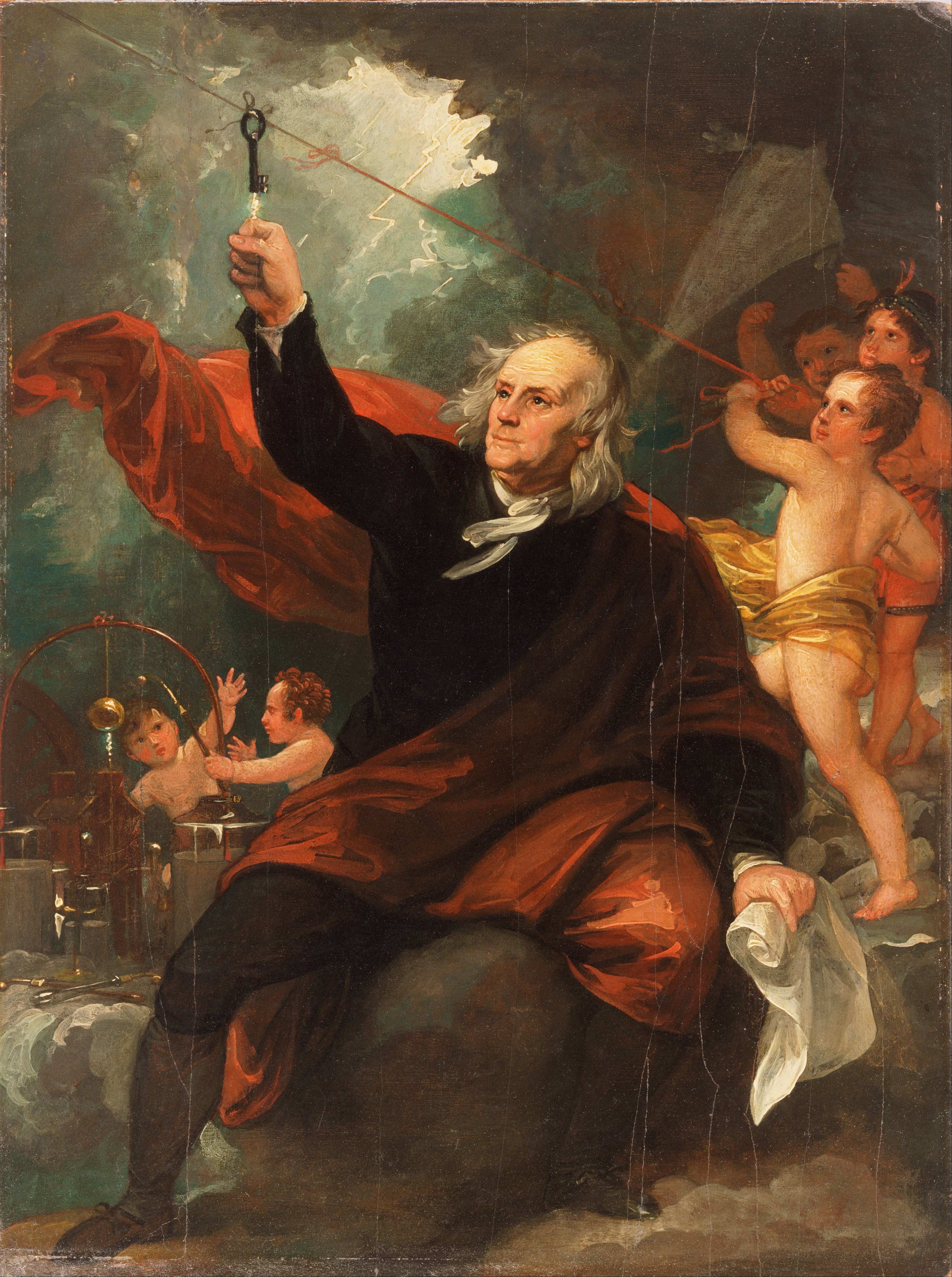 Benjamin West, English (born America) - Benjamin Franklin Drawing Electricity from the Sky - Google Art Project.jpg
