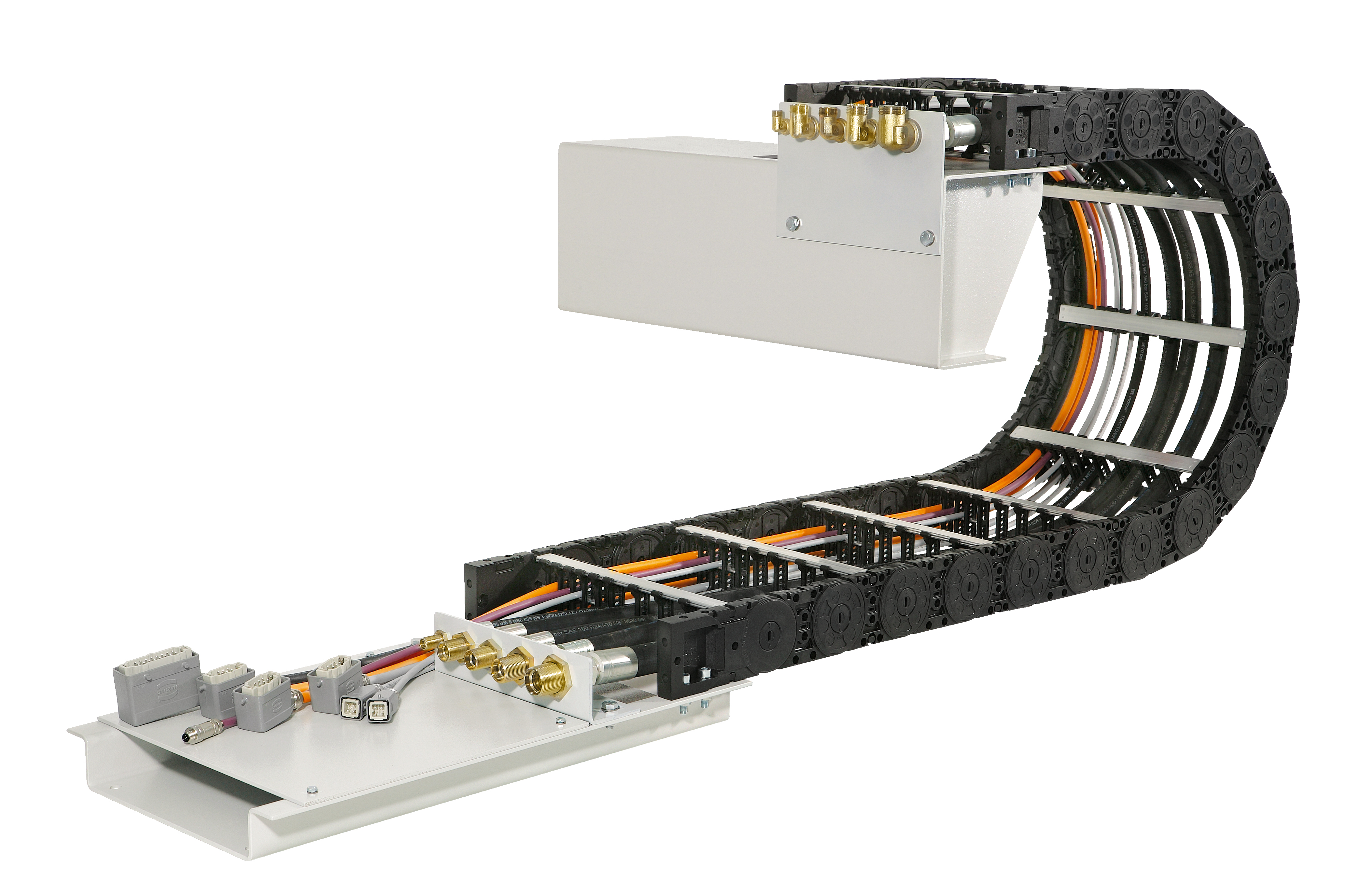 Different ways to secure cable tracks (cable carriers) to machinery