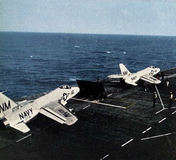 File:F11F-1 Tigers from VF-191 are launched from USS Bon Homme Richard (CVA-31) c1959.jpg