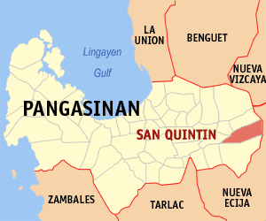 Mapa han Pangasinan nga nagpapakita kon hain nahamutang an San Quintin