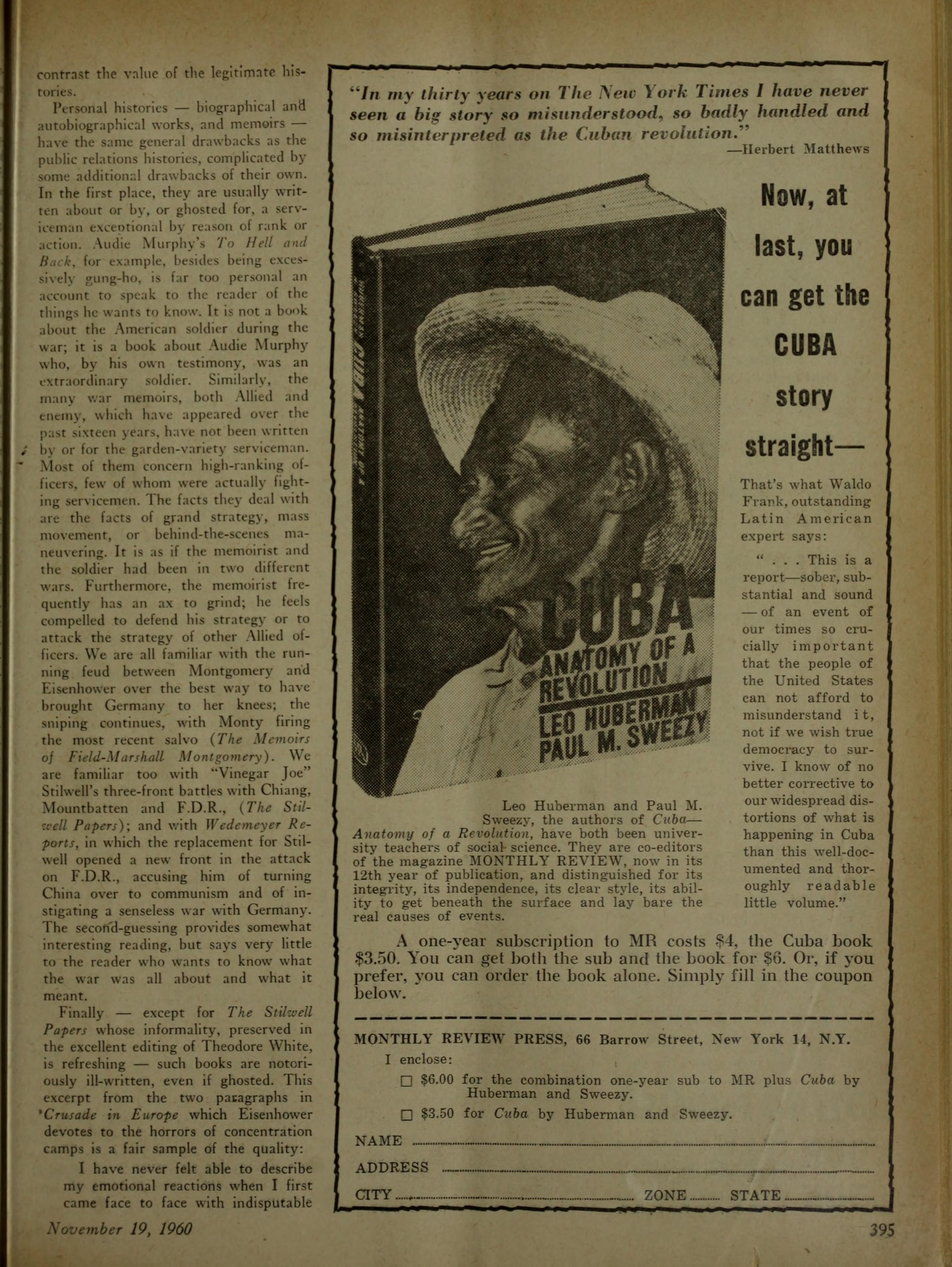 "Cuba, Anatomy of a Revolution" ([[The Nation