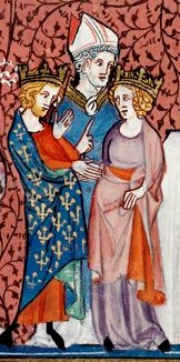 Huwelijk van Hendrik en Anna (miniatuur uit een 14e-eeuws manuscript).